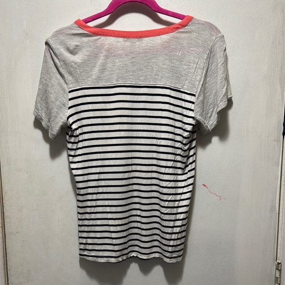 Skies are blue womens Striped Gray and Coral Women's Top - Picture 3 of 8